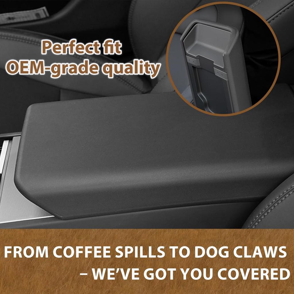Center Console Cover 3Pcs Set for Tesla Model 3 Highland Model Y Juniper Wireless Charger Mat Armrest Cover Center Console Pad