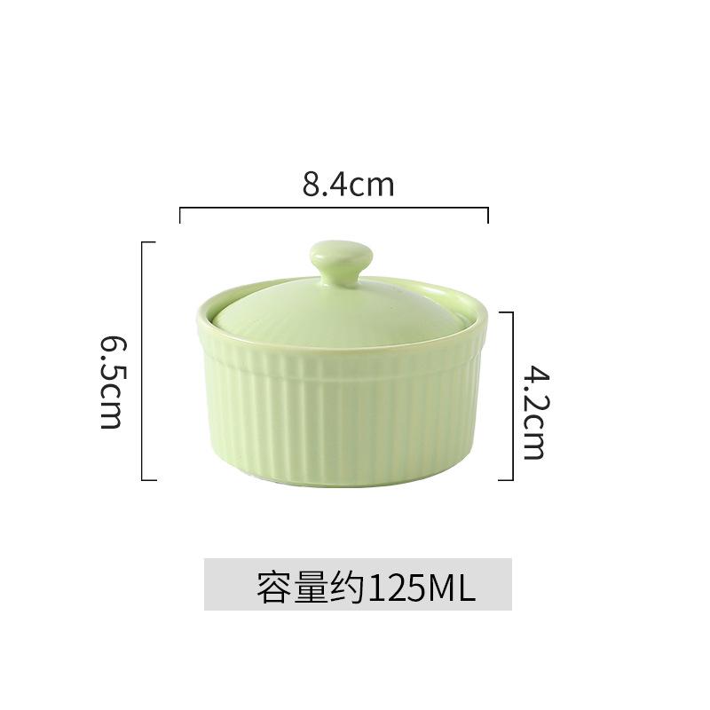 Ceramic Soufflé With Lid Small Baking Bowl Double Skin Milk Steamed Egg Bowl Pudding Bowl Baking Cake Bowl Dessert Bowl Bird'S Nest Cup