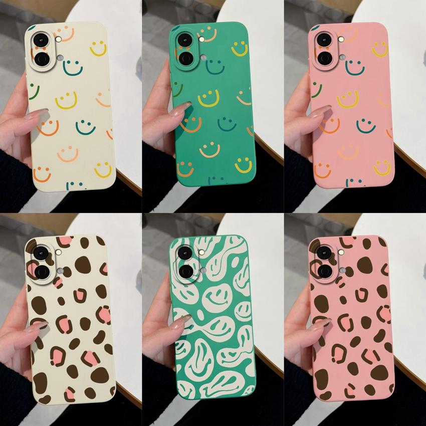 Cute Smiley Face Pattern Fashion Case For Tecno Spark Go 3 2 1S 30 40 40C Pova 7 Ultra Pro Neo Phone Cover Soft Liquid Silicone Non Slip Durable Shell