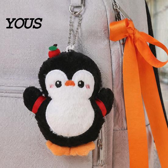 Portable Penguin Charm Plush Toy with Squeaker, Cartoon Keychain Mini Doll Pendant, Stuffed Animal for Backpack Bag Decorative Hanging Accessory Girls