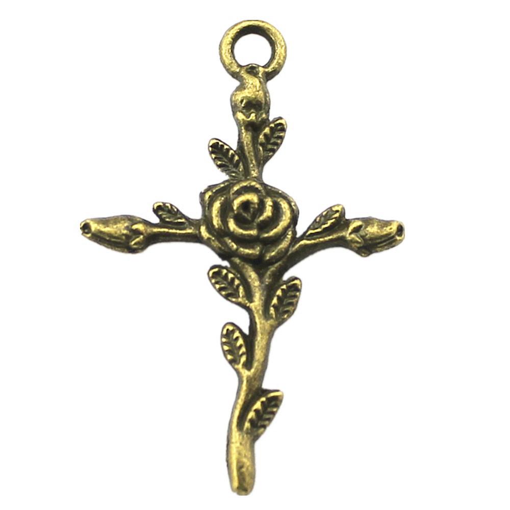 Vintage Cross Charms Multi Color Alloy Pendants For Religious Christian Jewelry