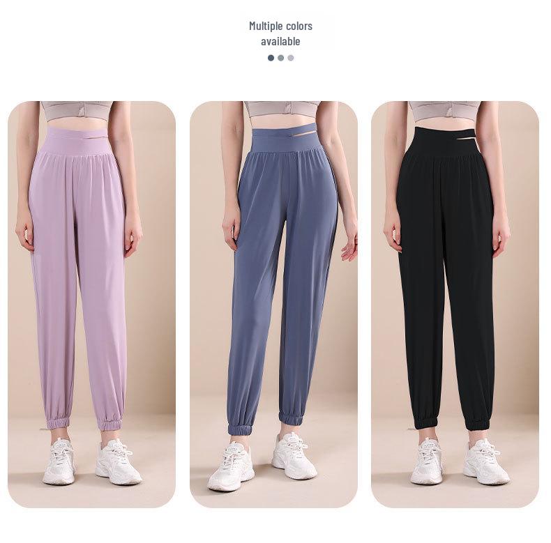 Damen Schnelltrocknende High Waist Loose Fit Yoga- & Fitness-Schweißhose
