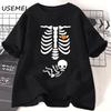 Skeleton Halloween Maternity Tshirt Funny Mother Pregnancy Announcement T-shirt Pregnant Women Fall New Mom Tees Clothing
