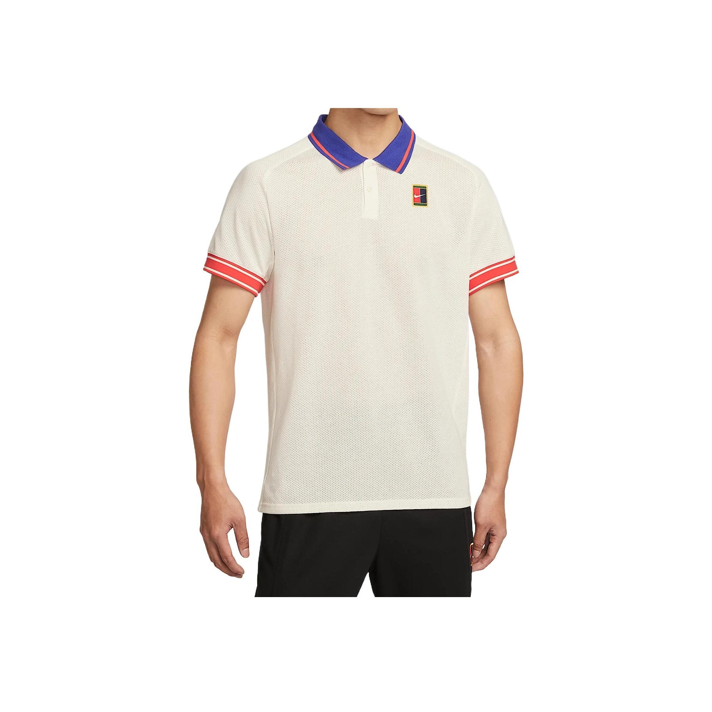 

Nike Court Heritage Минималистичная Мода Универсальная Легкая Дышащая Футболка Мужские Топы Светло-Слоновая Кость Светло-Темно-Красный FQ2102-110 L