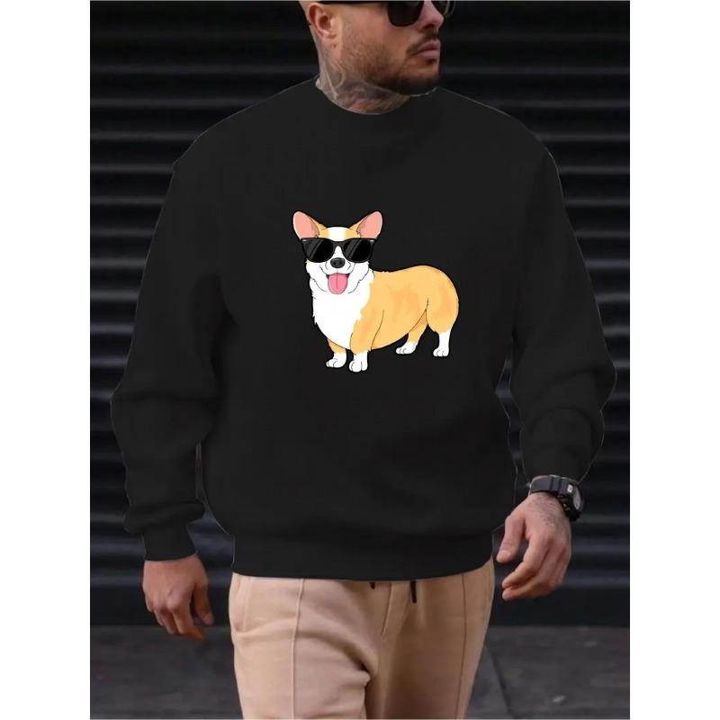 Men's Casual Sweatshirt with Dog Print - Long Sleeve, Stylish and Durable, Sporty Casual Style, Lightweight Fabric, Vibrant Lifestyle