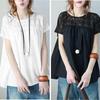 Lace tops for short switching short loose body summer [POGCZMKK] women, blouses, t-shirts, shirts, sleeves, sleeves, soft, slimming, fit, coverage,
