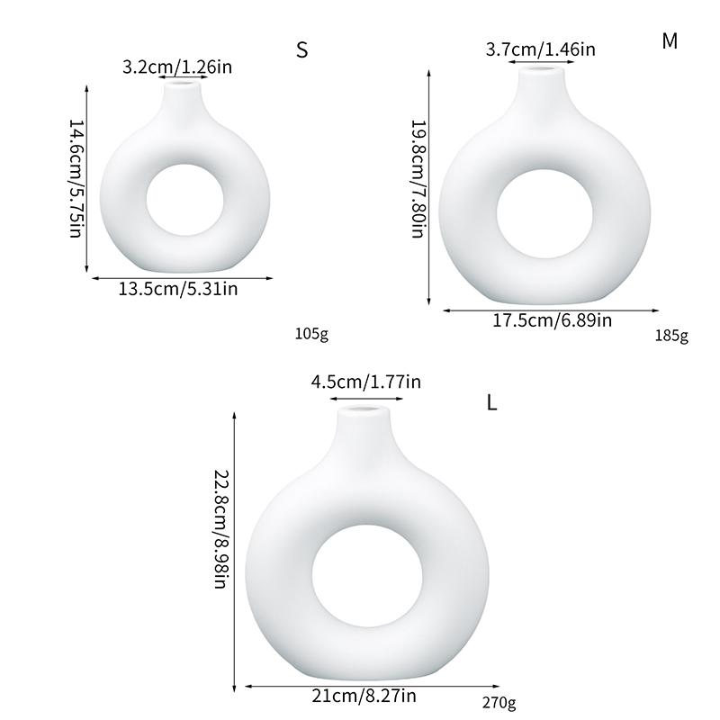 Donut Plastic Vase White Black Pink Cute Round Vase Flowerpot Ornaments for Living Room Dining Table Office Home Decor