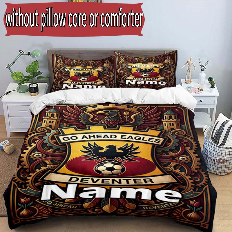 3pcs Duvet Cover Set (1*Duvet Cover + 2*Pillowcase, Without Core), Custom Name Go Ahead Eagles Pattern Bedding Set, Home Bedroom Decor Gift