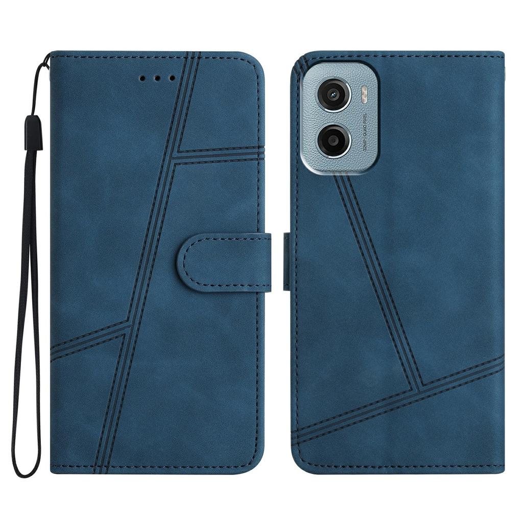 For Motorola Moto E15 4G/G05 4G Case Flip Leather Retro Phone Cover Lines Imprinted