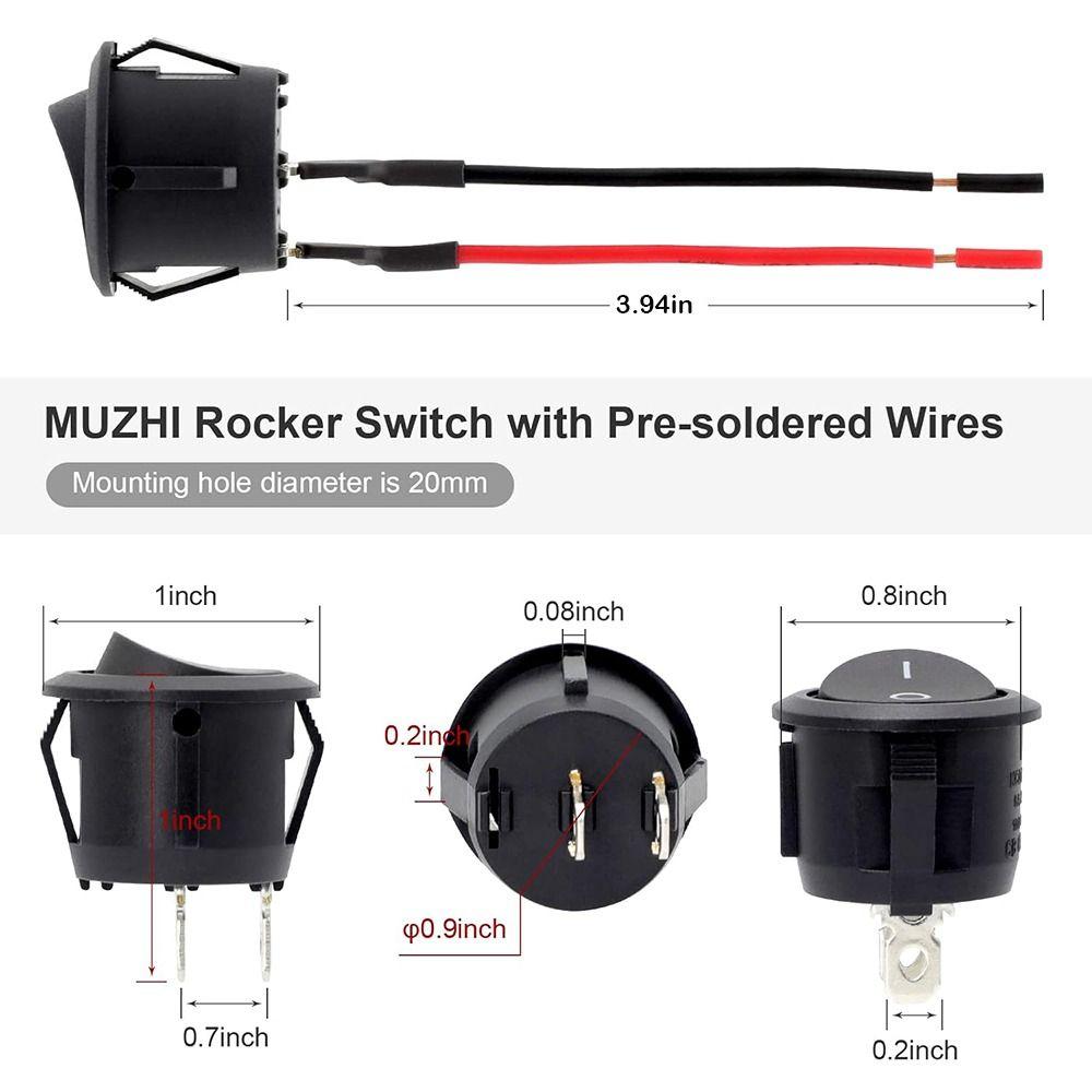 With Pre-Wired Cable Rocker Boat Switch Black Self-locking Snap-in Toggle Switch  Car Auto Boat