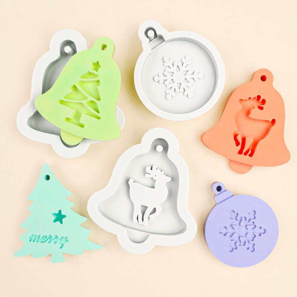 DIY Scented Plaster Diffuser Pendant Mold - Christmas Tree, Snowflake, Reindeer, Bell