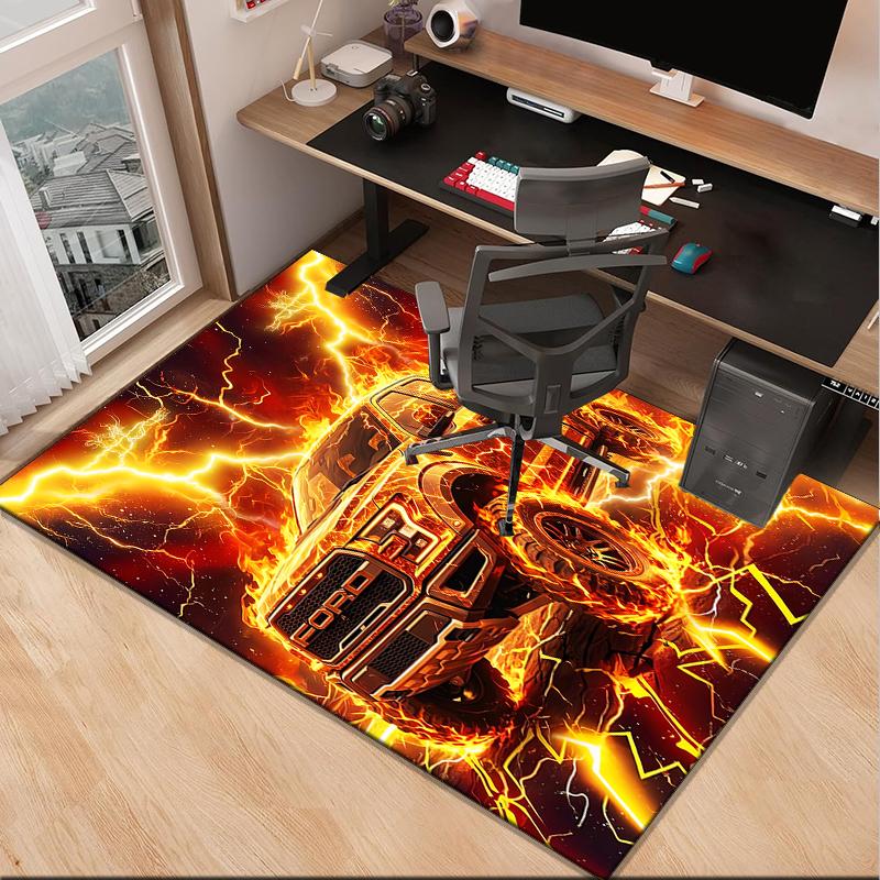 Nighttime Truck Drive Office Rug Chair Mat, Game Carpet, Suitable for Front Door, Bedroom, Living Room, Desk, Holiday Gift