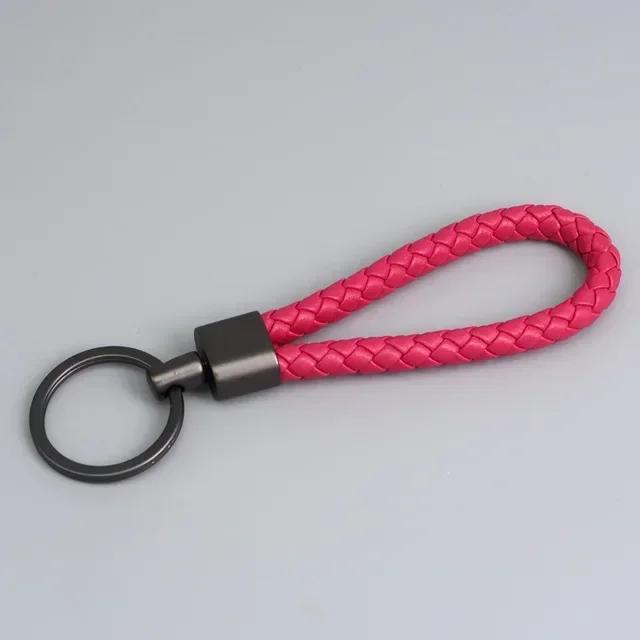 Trend Black Pink Color Braided Rope Car Keychain Fresh Ice Cream Color Key Pendant Sheep Pattern High Ring Leather Rope Amagi
