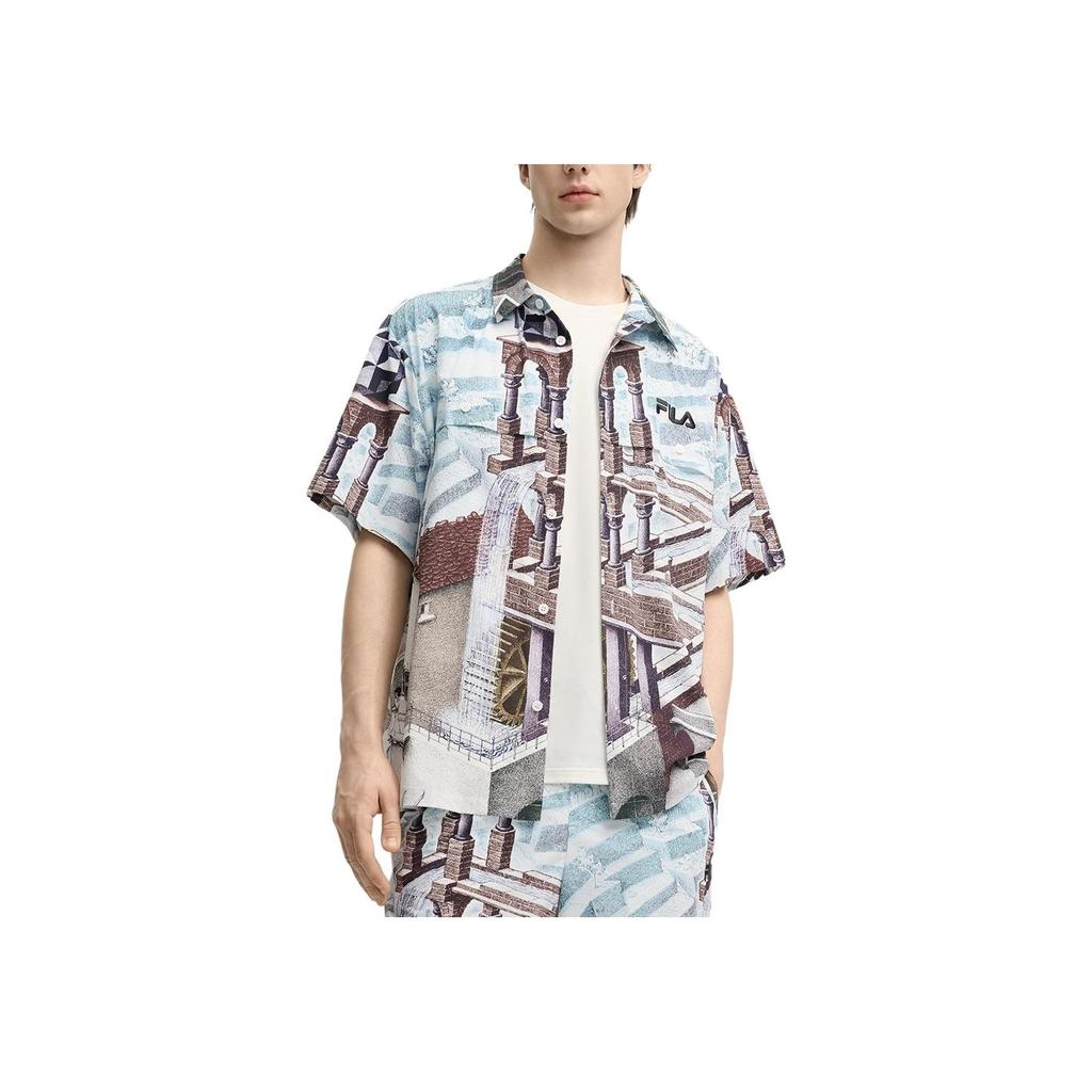 New FILA X M.C.ESCHER Shirt Men's All Over Print F11M538403FZA