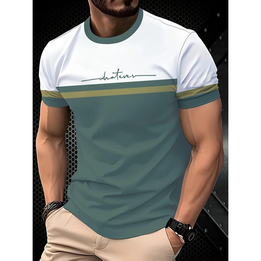 

Men s T-shirt striped 3D casual breathable O-neck men s short sleeved outdoor sports men s clothing summer loose men s T-shirt 2XL