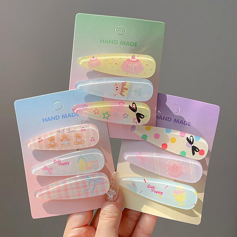 3Pcs/Set Candy Color Hair Bang Clip Summer Hairpin Acrylic Barrette Hair Side Clamp For Girl Hair Accessories