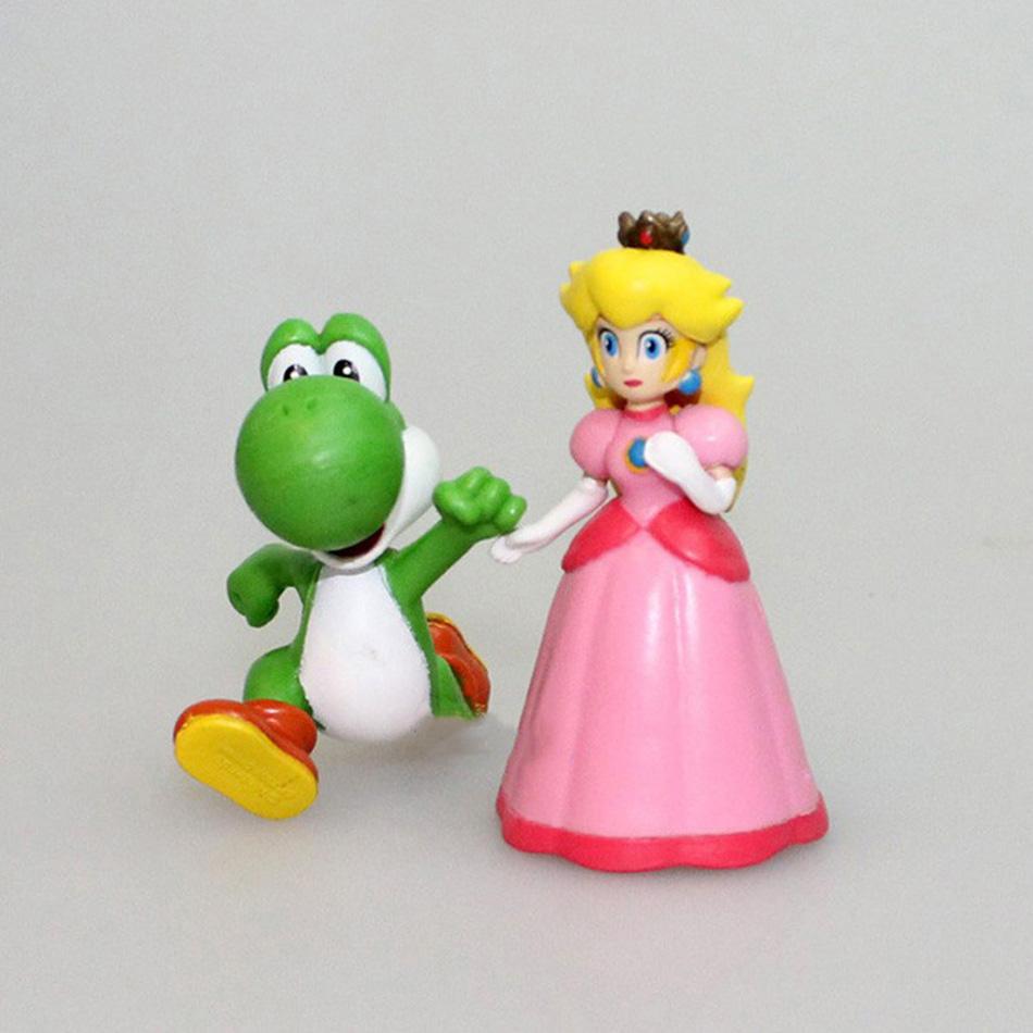 5/6/12Pcs Super Marios Bros Pvc Action Figure Toys Dolls Model Set Luigi Yoshi Donkey Kong Mushroomfor Birthday Gifts Decorative