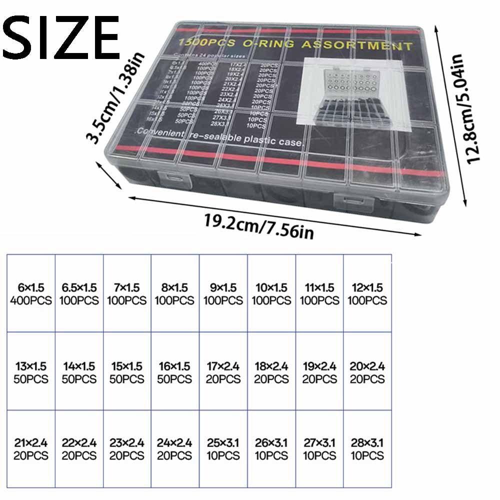 1500Pcs 24 Sizes Rubber O-Rings Gasket Sealing Air Conditioning Compressor Seals Air Connections