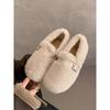 French evening wind belt buckle Mao Mao shoes women's 2025 new versatile and comfortable one-pedal flat-soled Doudou cotton shoes
