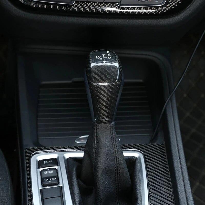 Carbon Fiber Style Car Gear Shift Head Cover Trim Fit For BMW X1 F48 2016-19 /2 series 218i Gran Tourer F45 F46 2015-2018