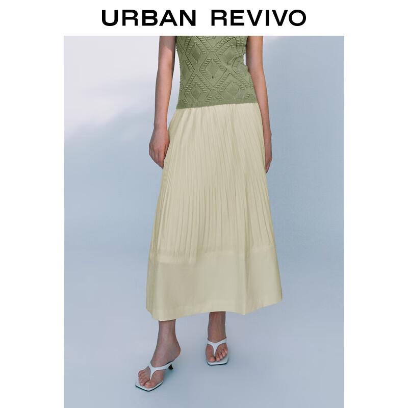 

UR Women s A-Line Pleated Elastic Waist Midi Skirt L