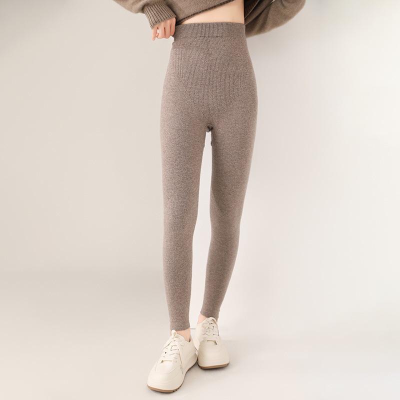 2024 Women's Pure Wool Base Layer Pants, Autumn/Winter, High Waist, Slimming, Warm, Thin, Wear Inside or Outside