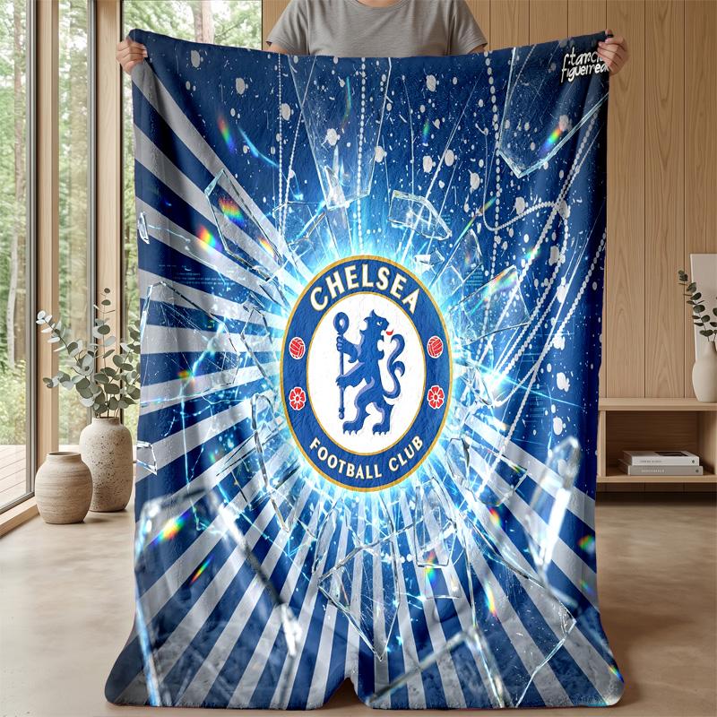 Couverture sur le thème du Chelsea FC Couverture douce en flanelle Couverture jetée en peluche Couverture douillette pour canapé et lit pour la décoration de la maison