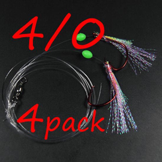 4 torby 3/0 4/0 5/0 czerwony nikiel okrągły haczyk duży Flash Sabikis łapacz dorsza sprzęt wędkarski z koralikiem Lumo sprzęt do połowów morskich