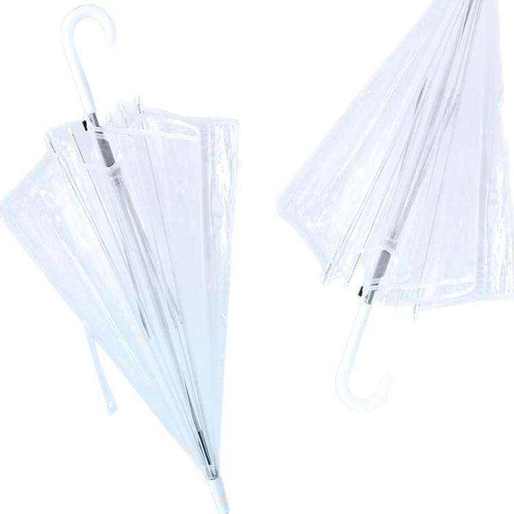 Women's Stylish Transparent Umbrella with Long Handle - Lightweight, Fresh Design, Perfect for Students and Outdoor Use.