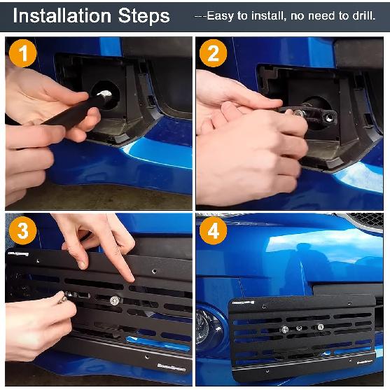Front Bumper Tow Hook License Plate Mount Relocator Bracket Mounting Bolt Adapter Kit for Subaru BRZ WRX Crossbrek Forester Toyota 86 Prius Scion