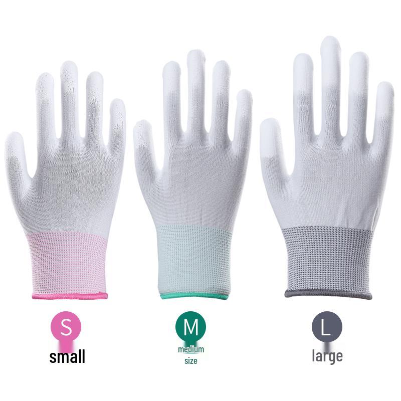 PU Antistatische Handschuhe - Atmungsaktiv, Abriebfest, Rutschfest, Getauchter Gummi, Finger- und Handflächenbeschichtet für Elektronikarbeiten