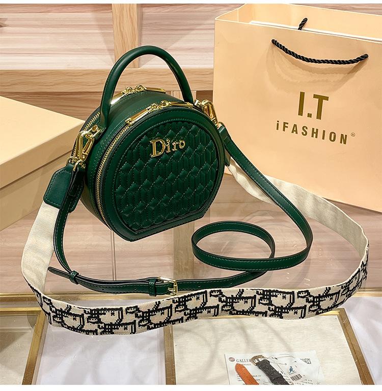 New Fashion Embroidered Bag Handheld Crossbody Small Round Bag