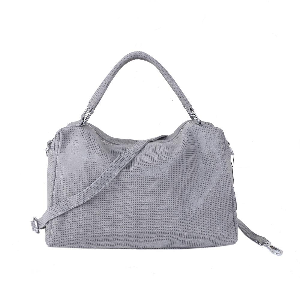 Lychee Pattern Simple Handbag Trendy First Layer Leather Women'S Bag Soft Surface Shoulder Boston Bag