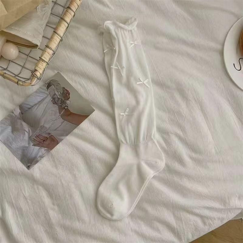 Female Summer Fashion New Bow Ballet Wind Non Slip Boneless Calf Pile Socks