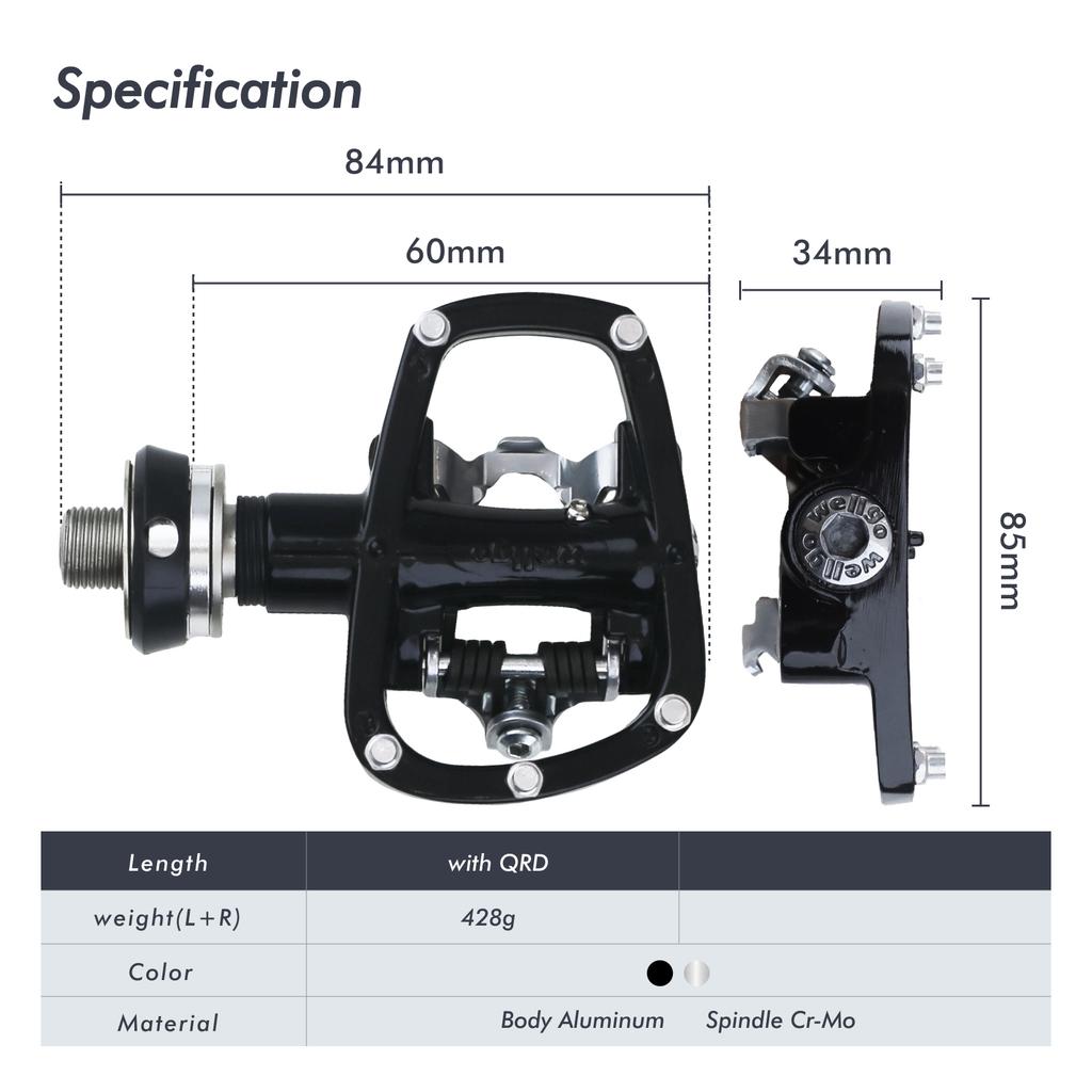 Wellgo Pedal Quick Release Device R120B QRD QRD3 Mountain Bike Road Pedal MTB Bearing Cleats Self-locking Ultralight Pedals