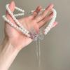 Elegant Imitation Pearl Pendant Choker Necklace, Crystal Flower Butterfly Layered Neck Chain, Victorian Style Clavicle Necklace for Women