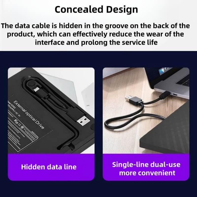 Writer (USB 3.0 and Type C + Type A) USB Mobile Optical Drive Portable External DVD/CD RW Drive Burner