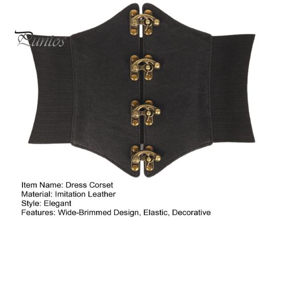 Faux Leather Dress Corset Belt Wide-Brimmed Design Elastic Waistband Retro Style Women Adjustable Corset Waist Cincher