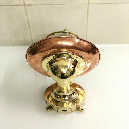 Mosazné zachráněné přepážkové světlo 1 ks s měděným stínidlem a spojovací krabicí