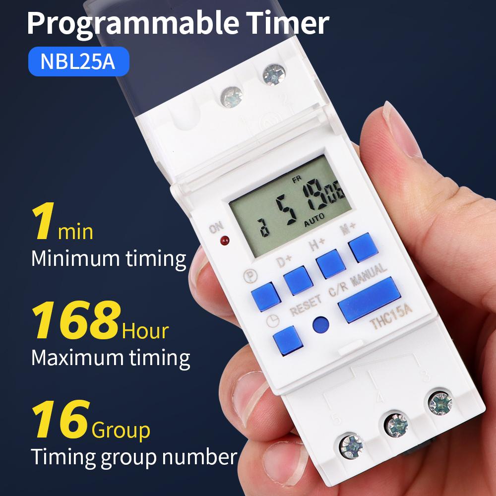KG316S 220VAC 25A Digital Timer Switch Automatic Electronic Programmable Relay Week/Day/Minutes/second 168 Hours Time Control