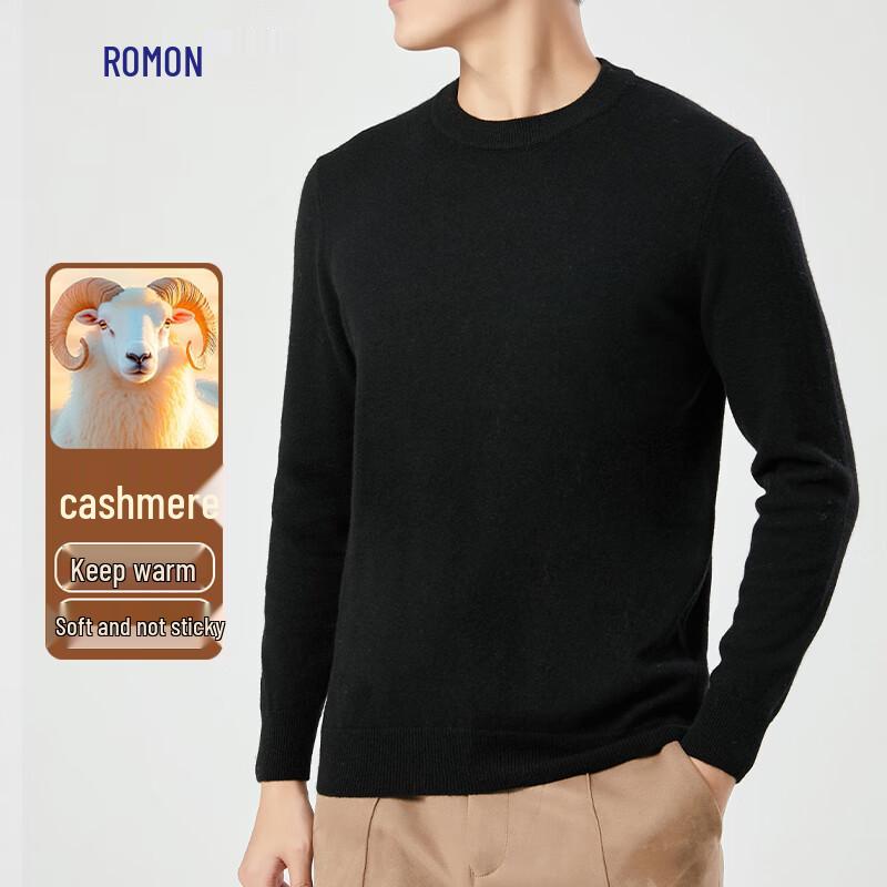 ROMON Men's Cashmere Blend Round Neck Pullover Sweater