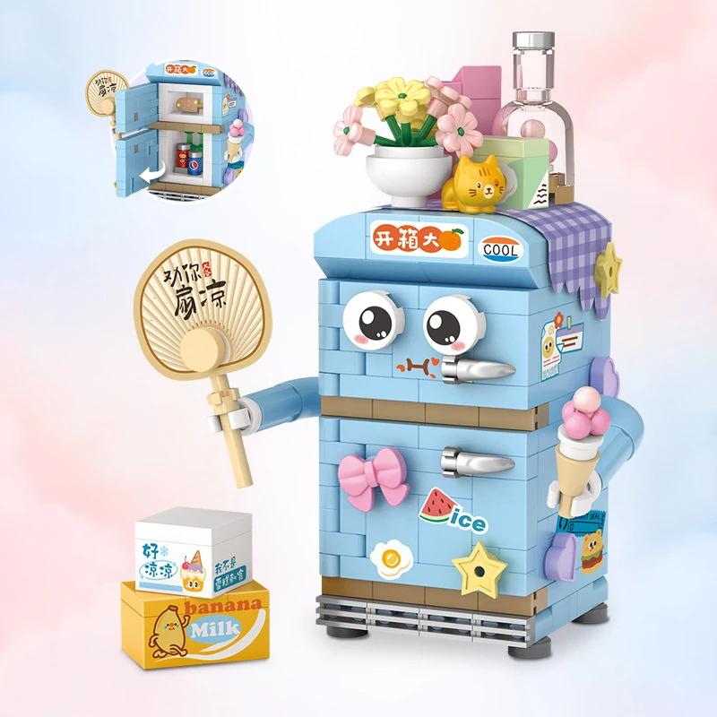 

Милый Мини Городской Набор Бытовой Техники Конструктор Хлебопечка Холодильник Телевизор Модель Кирпичики для Детей Подарок