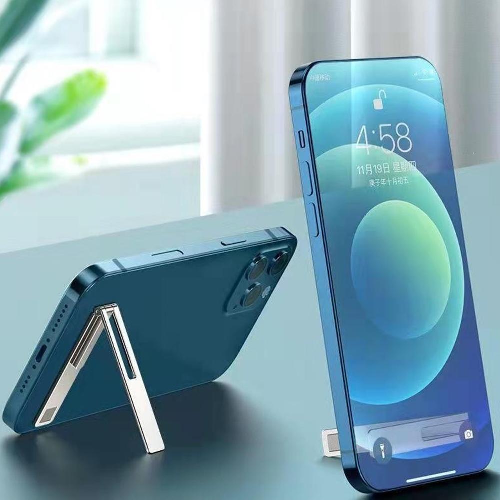 Ultra-Thin Metal Folding Phone Holder Alloy Invisible Back Stick Phone Desktop Holder Portable Mobile Support Phone Stand
