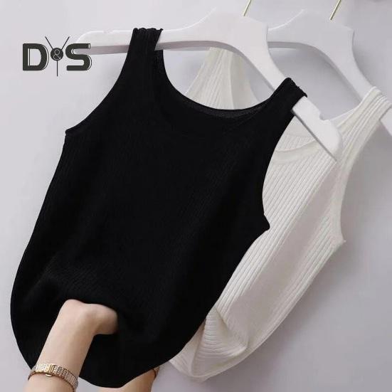 Women Vest Round Neck Sleeveless Slim Fit Tank Tops Solid Color Ribbed Lightweight Sports Gym Vest Daily Wear