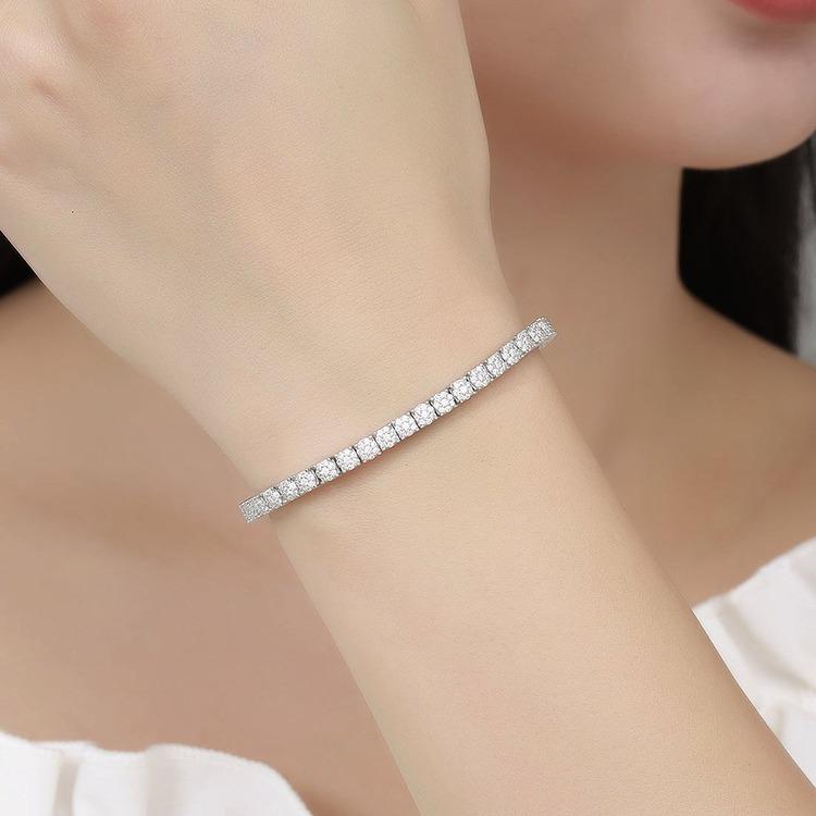Full Diamond Beads Gold Plated Adjustable Tennis Chain Bracelet Women Men Girls Boys Stone Gemstone