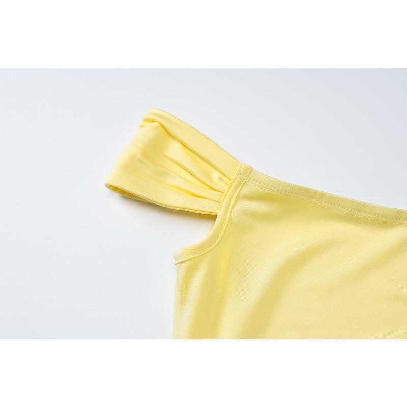 Women's Line Neck Top Breast Long Skirt Slit Temperament Slim Dress