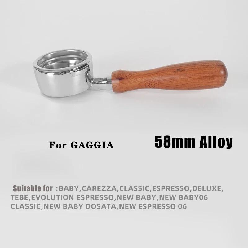 Filtro da 58 mm per Macchina da Caffè GAGGIA Portafiltro Senza Fondo per Caffè Espresso Casalingo Manico in Legno Massello Strumento Universale da Barista