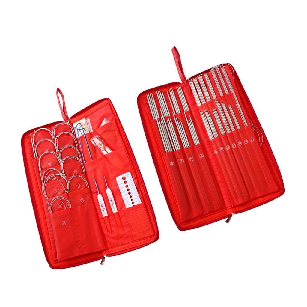 Set de ace de tricotat drepte din oțel inoxidabil 88 buc cu ac circular de tricotat Accesorii de tricotat cu croșetat