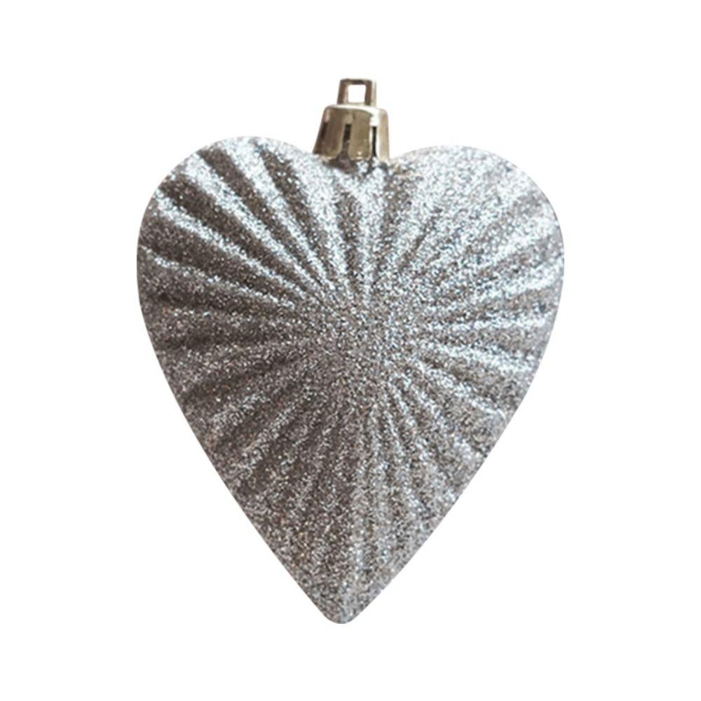 6pcs Romantic Christmas Painted Ball Set Shatterproof Heart Shaped Hanging Balls  Home Decor