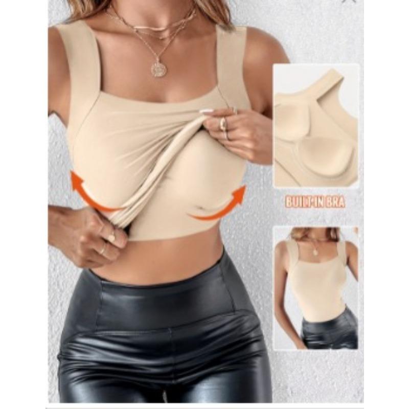JPNTKY Women's Fashion Casual Solid Color Print Sleeveless Square Collar Blouses & Shirts